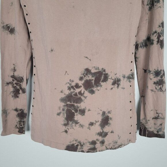 Affliction American Customs Harlow Long Sleeve Top Cutout Studded Tan Size M - Picture 7 of 12